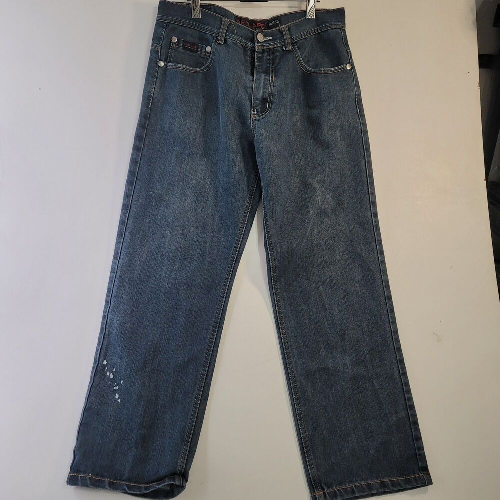 Red Ape Authentic Men’s Jeans 34x30 Embroidered Paint Splatter Baggy Grunge